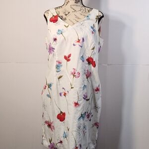 Petite Sophisticate Floral Midi Dress - Red, Pink, Purple on Cream